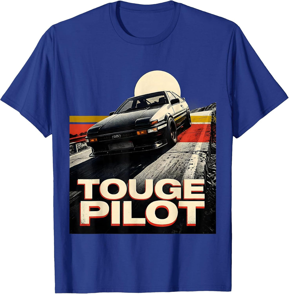 Men's Touge Pilot Retro JDM Drift Car Tuner Nostalgia T-Shirt - Royal Blue