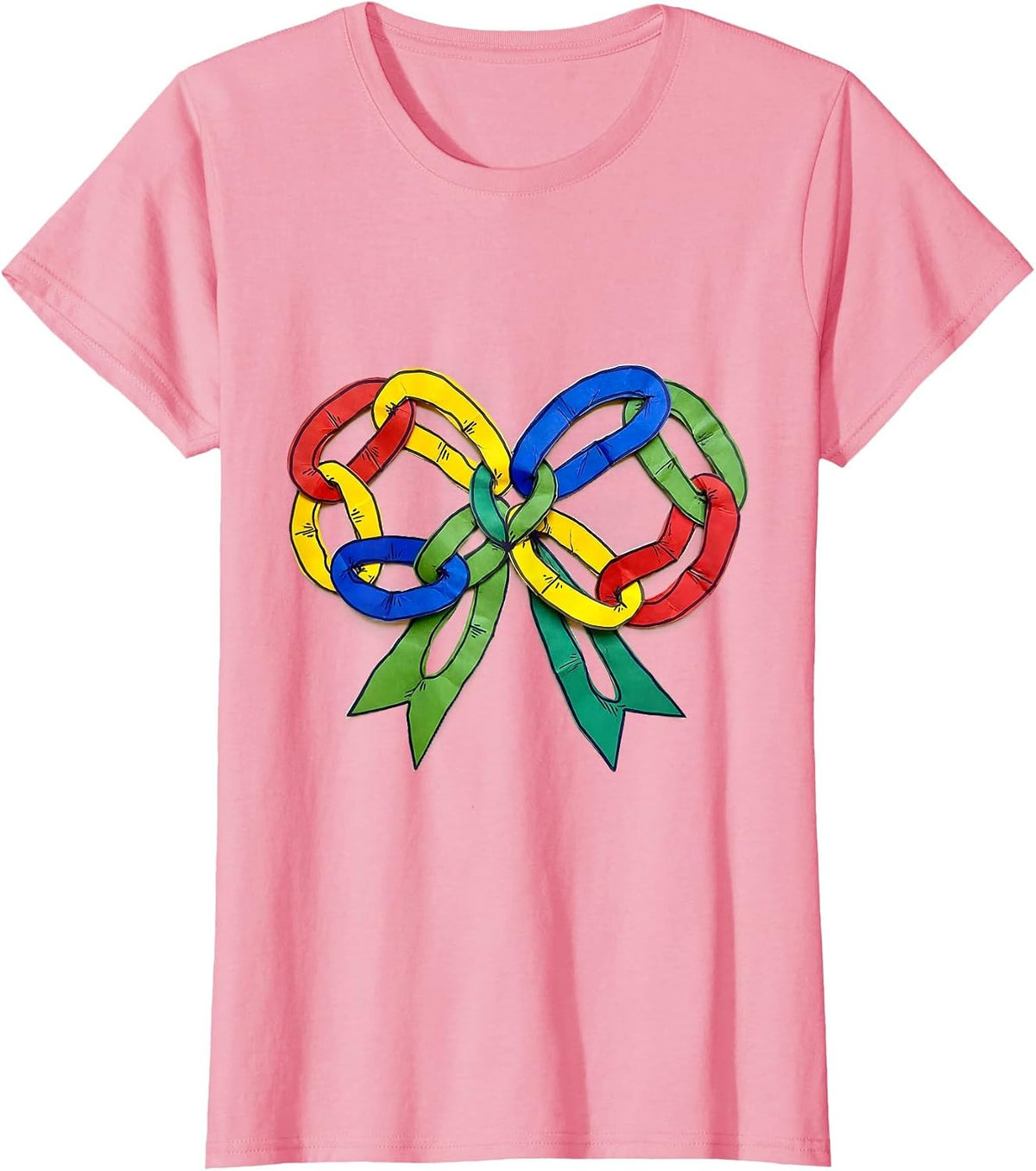 Women's Preschool Teacher Construction Paper Chain Garland T-Shirt - Pink