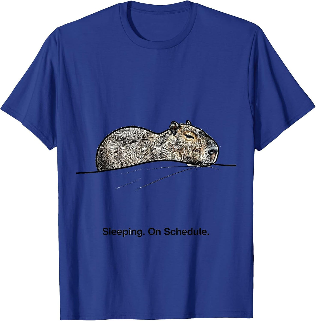 Men's Sleeping. On Schedule Cute Capybara Pajama Humor Nap Lover T-Shirt - Royal Blue