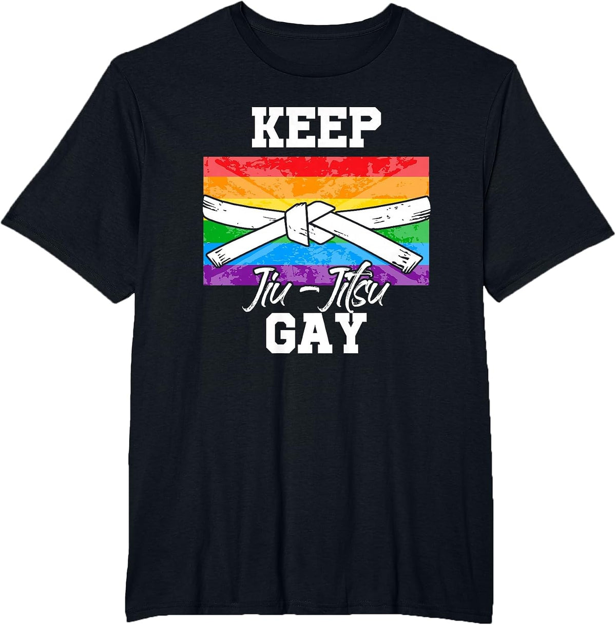 Keep Jiu Jitsu Gay LGBT Pride Month Ally Flag T-Shirt - Black