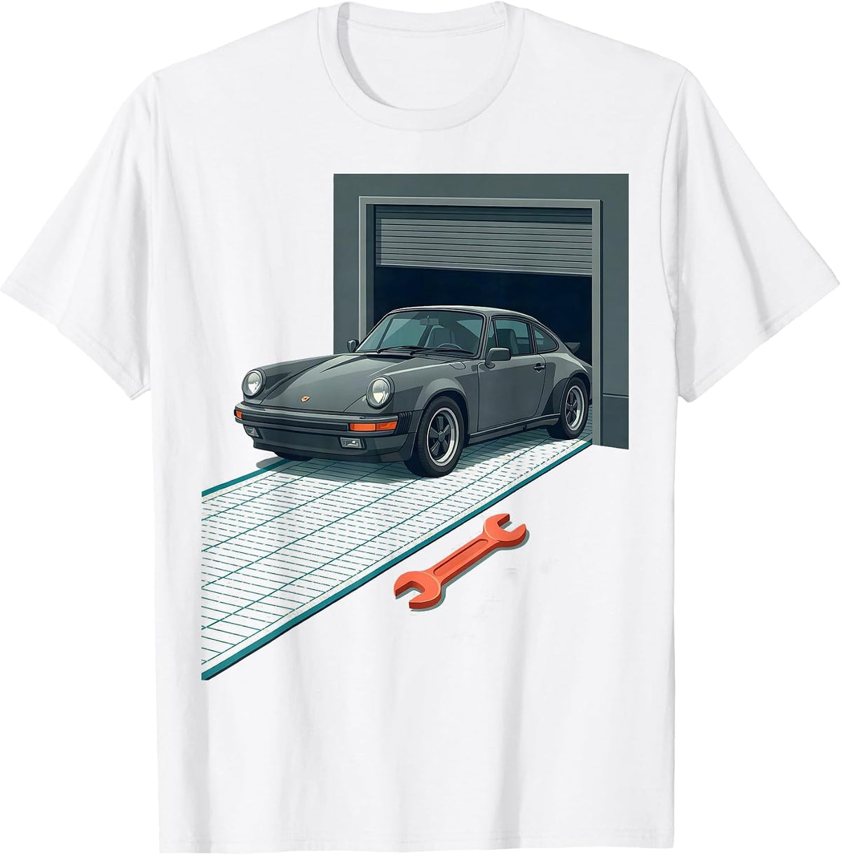 Men's Classic Coupe Mechanic Humor Flat Vector Car Guy T-Shirt - White