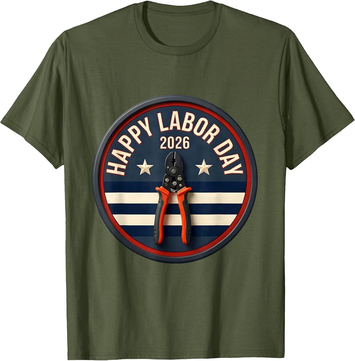 Happy Labor Day 2026 Patriotic Union Worker Gift T-Shirt - Olive Green