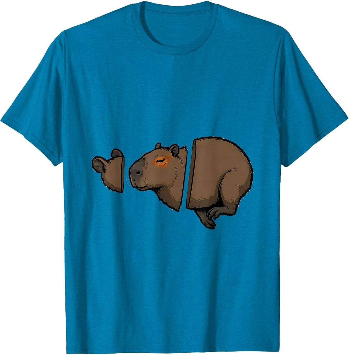 Exploded Capybara Silhouette Funny Animal Meme Gamer T-Shirt - Sapphire Blue