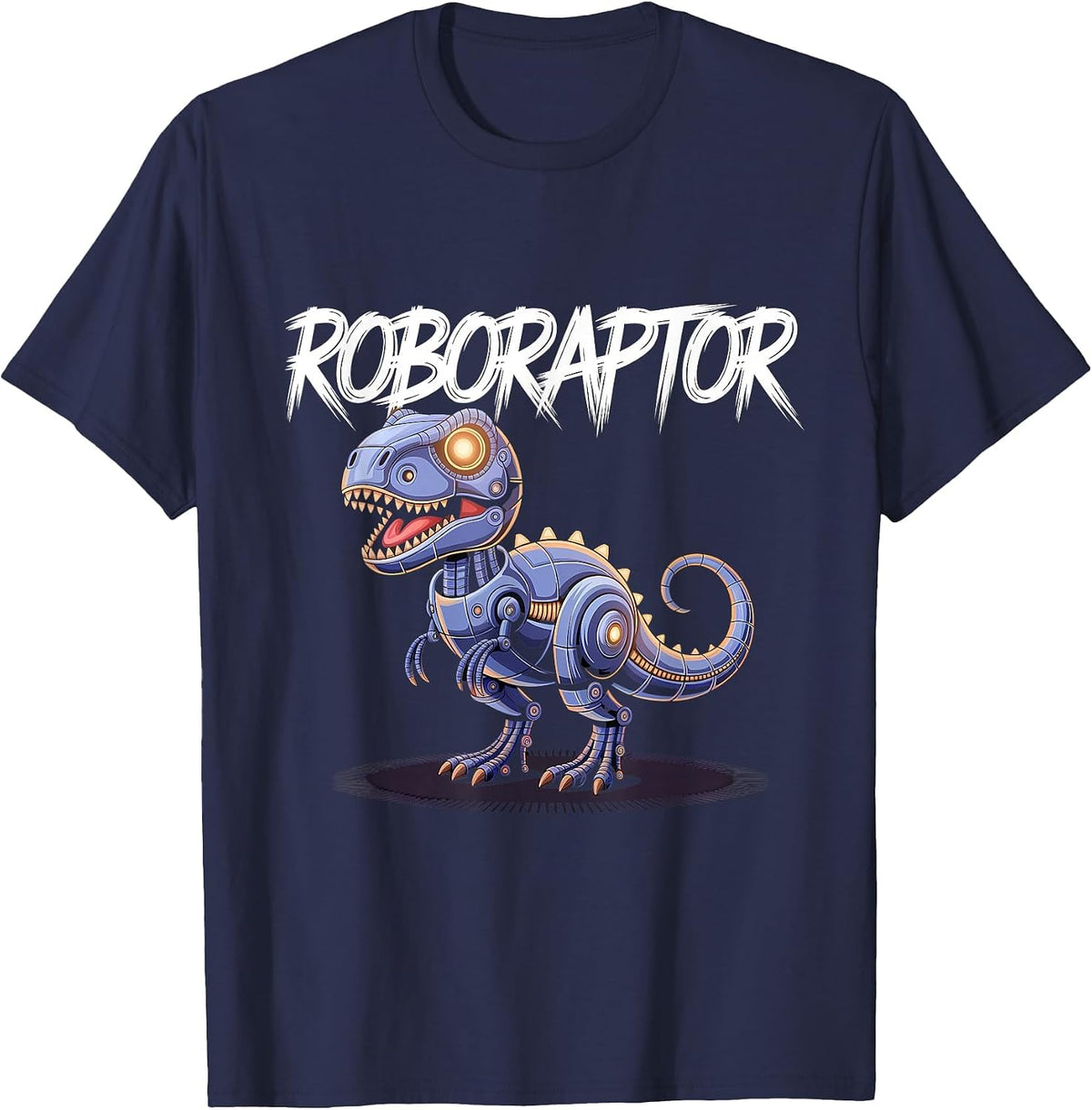 Robot Dinosaur T-Rex Robotic Engineer Dino Funny Robotics T-Shirt - Navy Blue