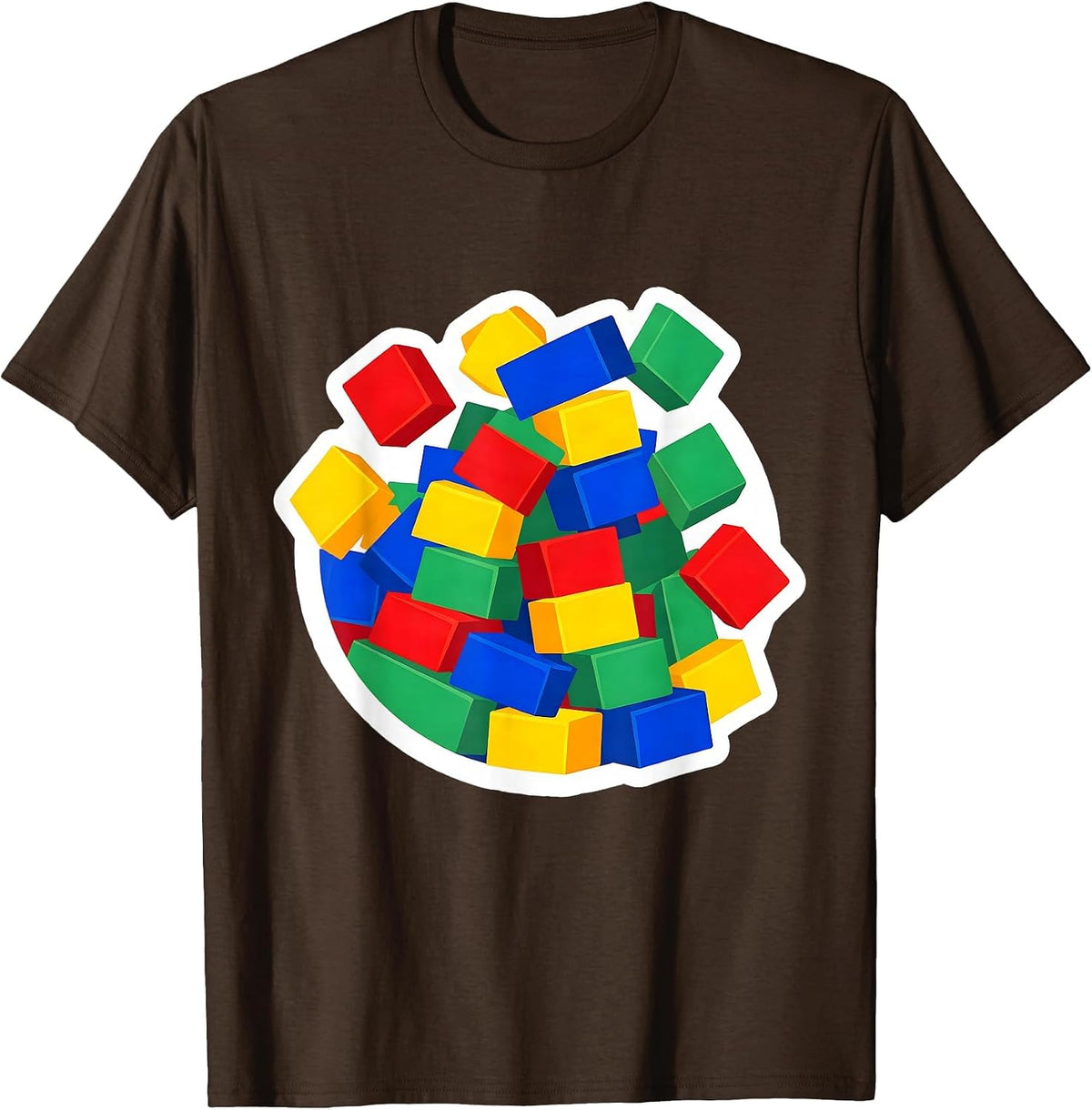 Men's Colorful Building Blocks Preschool Teacher Gift T-Shirt - Brown