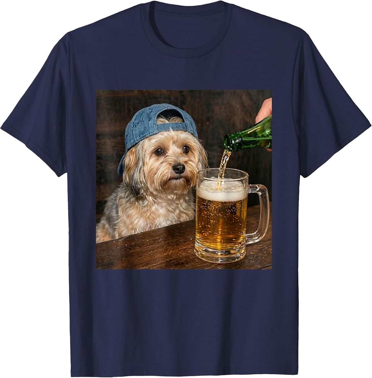 Havanese Drinking Beer Funny Havanese Dog Meme T-Shirt - Navy Blue