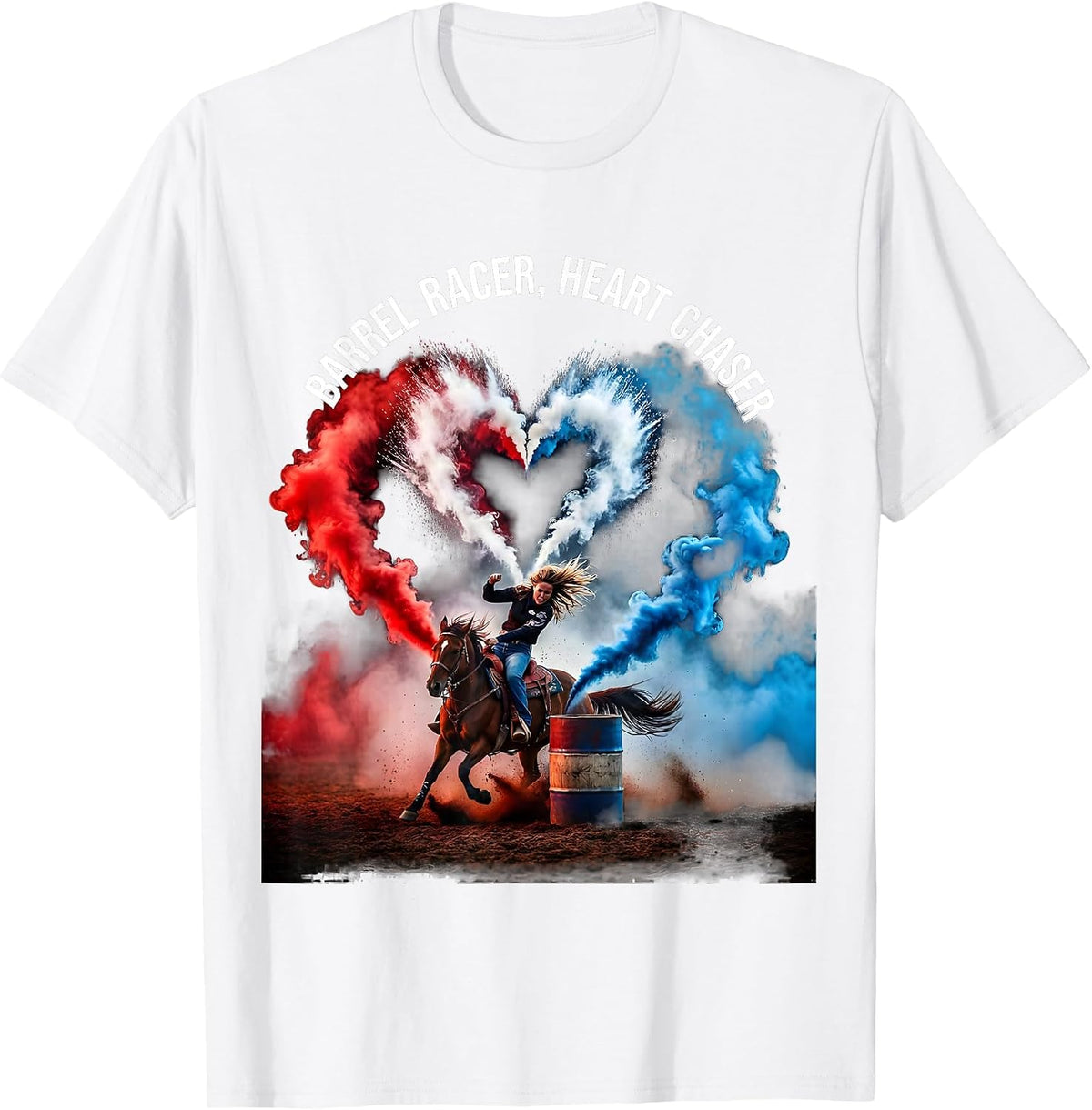Men's Barrel Racer Heart Chaser Rodeo Design T-Shirt - White