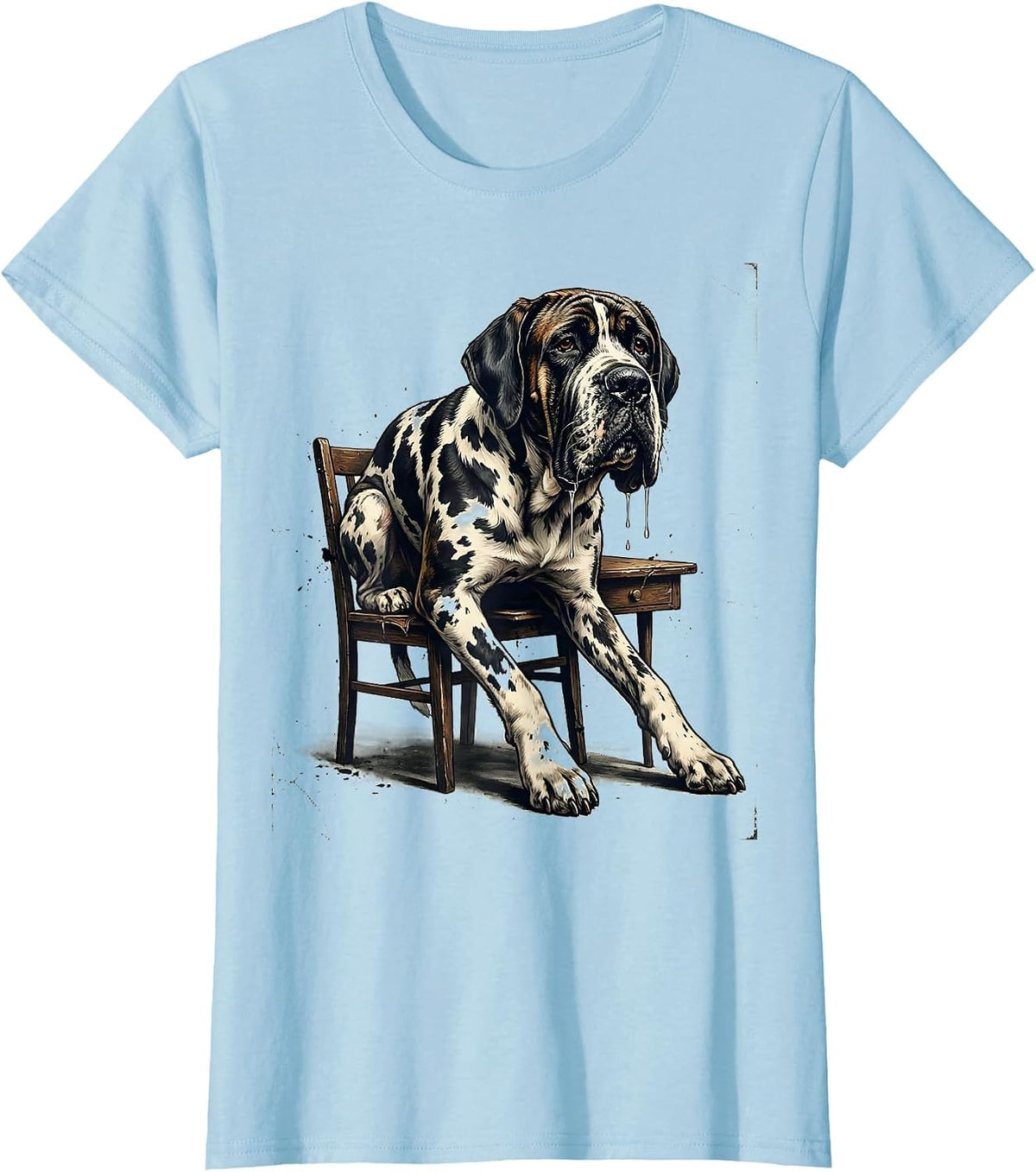 Women's Great Dane Harlequin Drool Distressed Dog Mom Dog Dad T-Shirt - Baby Blue