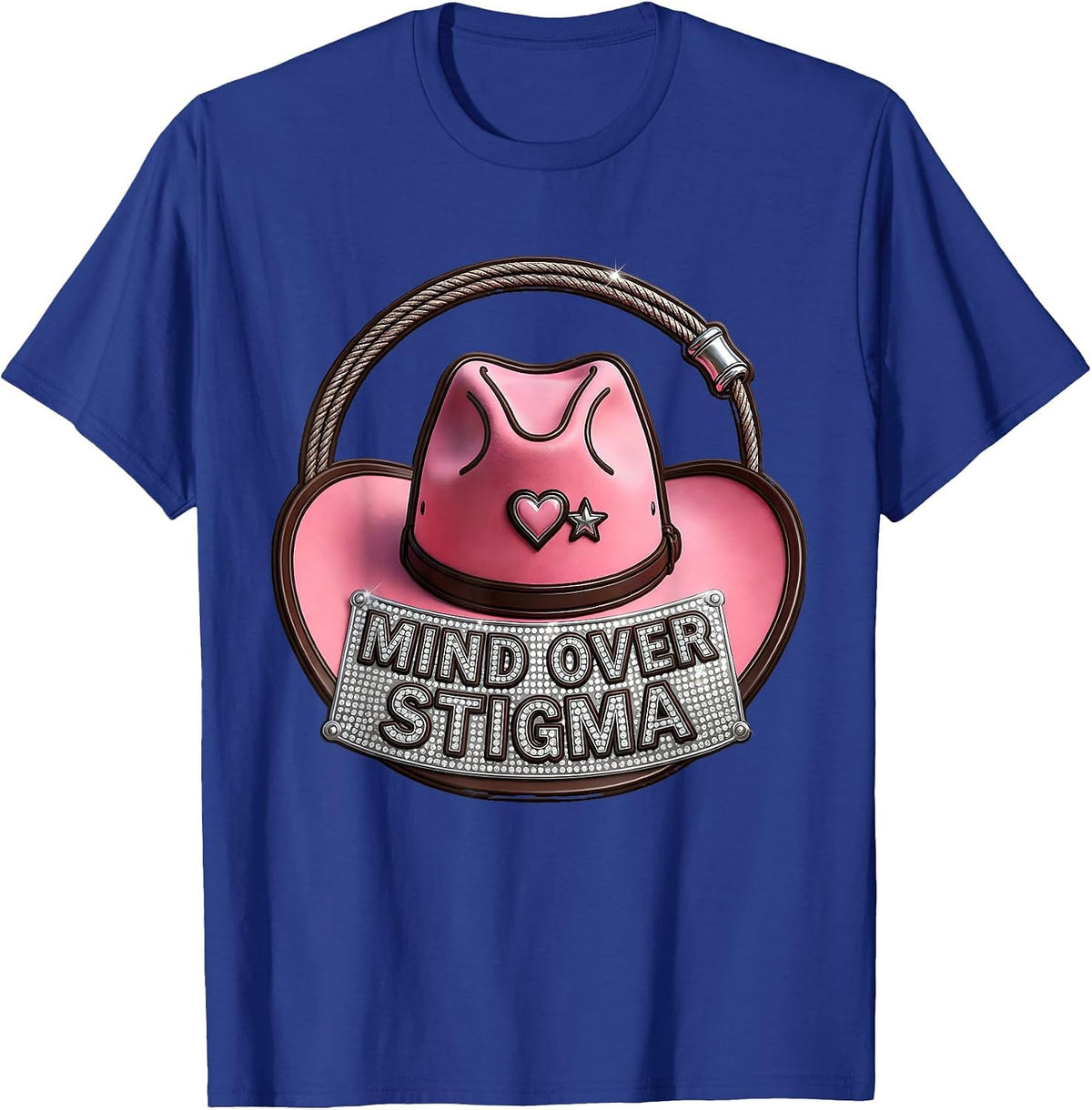 Mind Over Stigma Mental Health Matters Design T-Shirt - Royal Blue