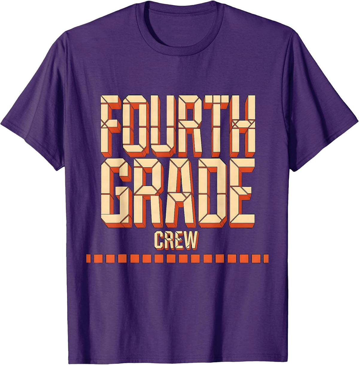 Men's Fourth Grade Crew Funny Teacher Back To School Crew T-Shirt - Purple