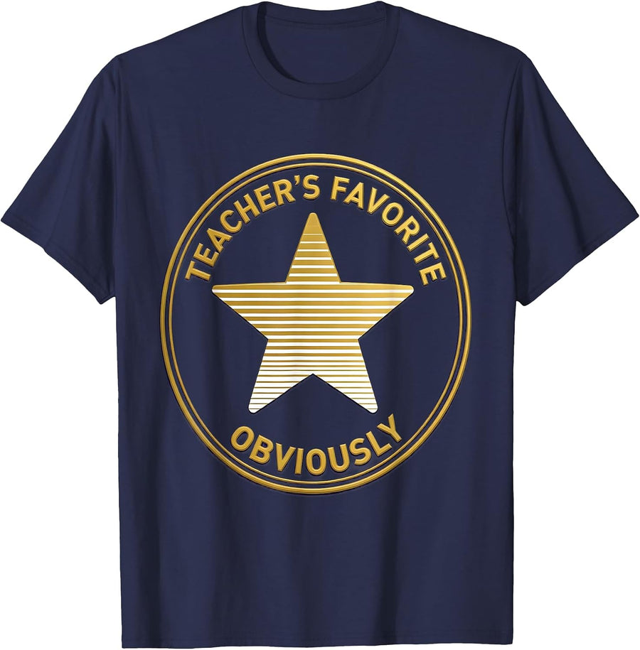 Teacher's Favorite Obviously First Grade Girl Design T-Shirt - Navy Blue