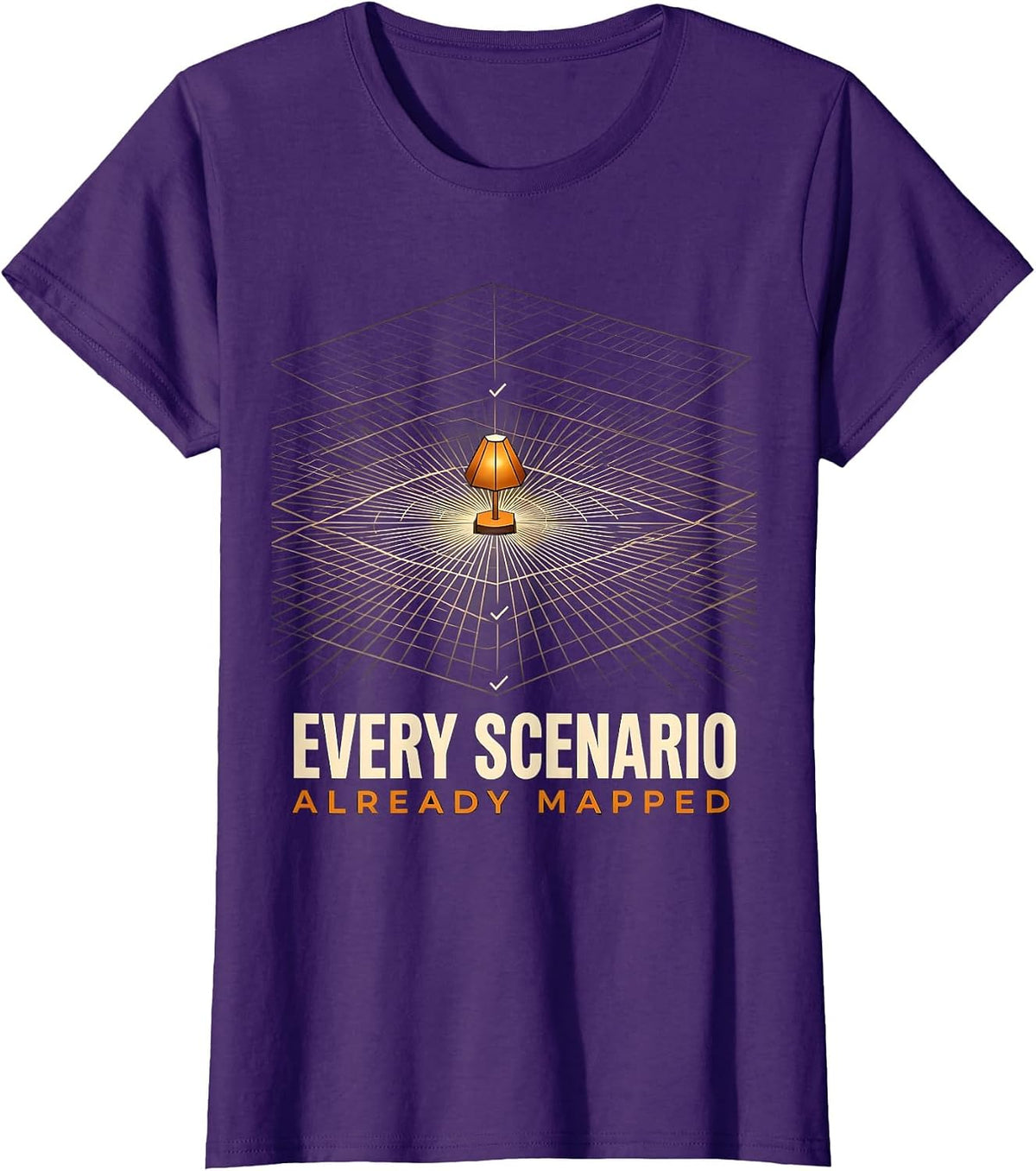 Women's Every Scenario Already Mapped Geometric Owl English Teacher T-Shirt - Purple