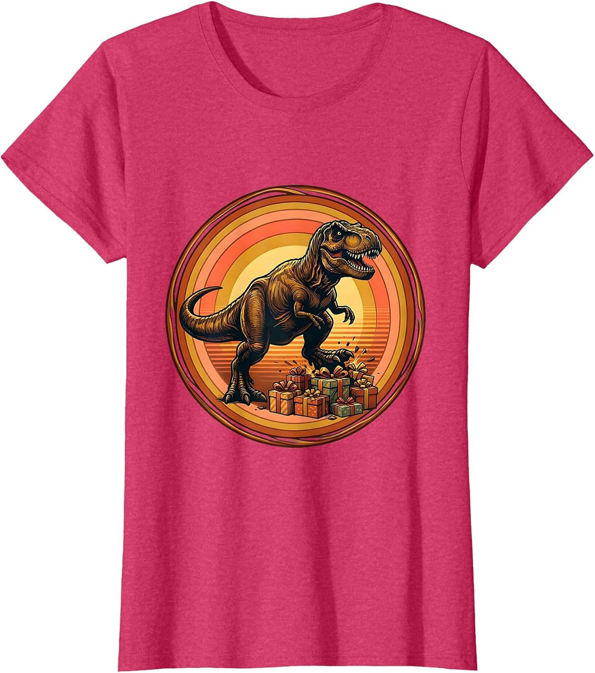 Women's Birthday Dinosaur Stomping Through Gifts T-Shirt - Red Heather