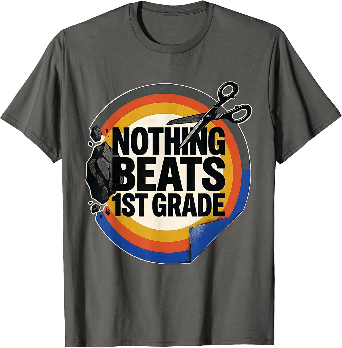Men's Nothing Beats 1st Grade Back to School Rock Paper Scissors T-Shirt - Asphalt Grey