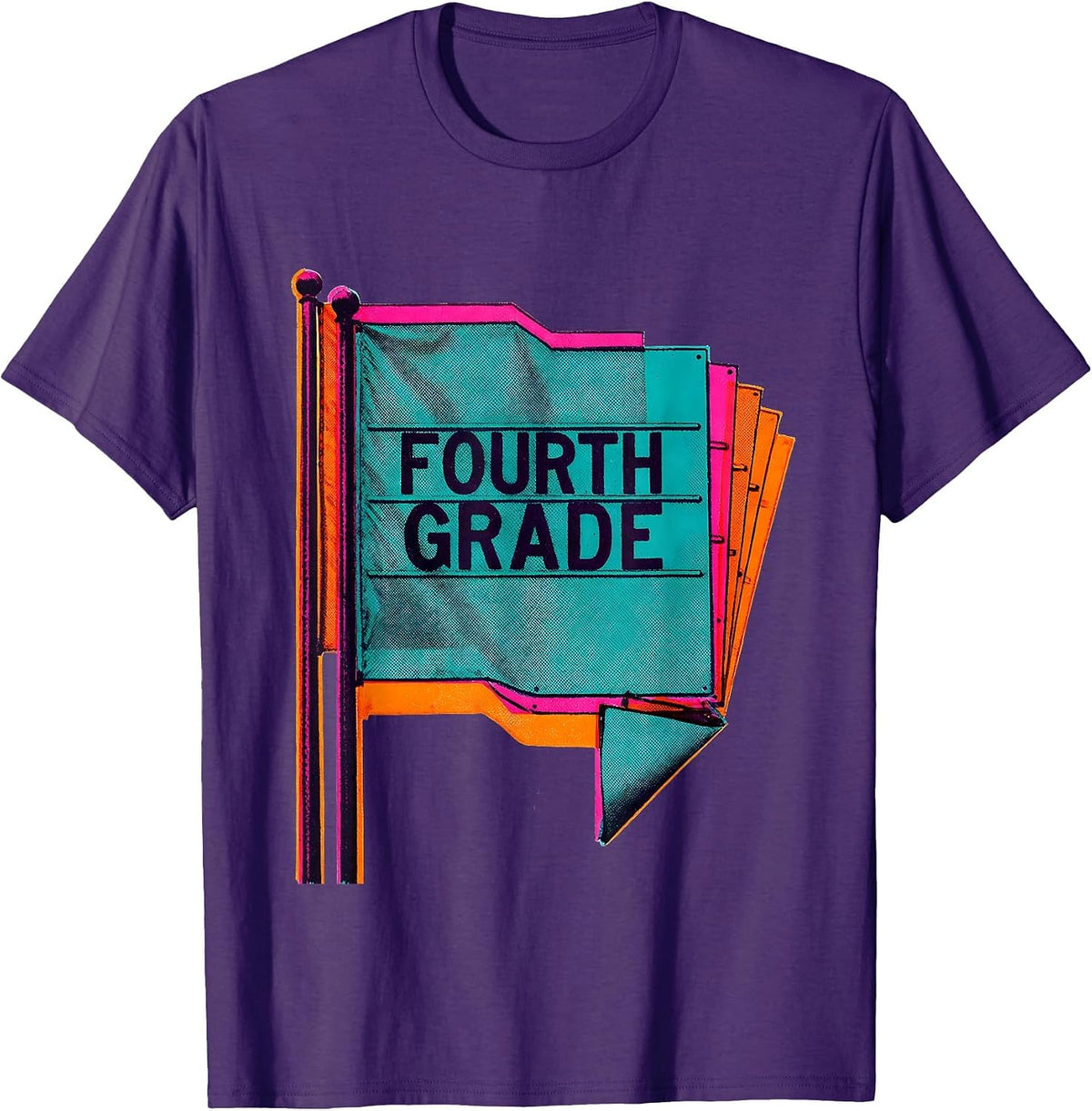 Fourth Grade Cute Preppy Girls Back To School Risograph T-Shirt - Purple
