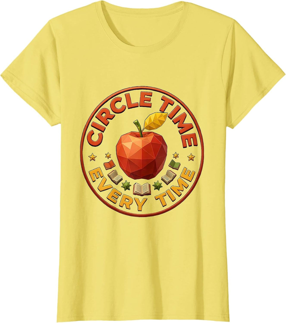 Women's Circle Time Every Time Preschool Teacher Design T-Shirt - Lemon Yellow