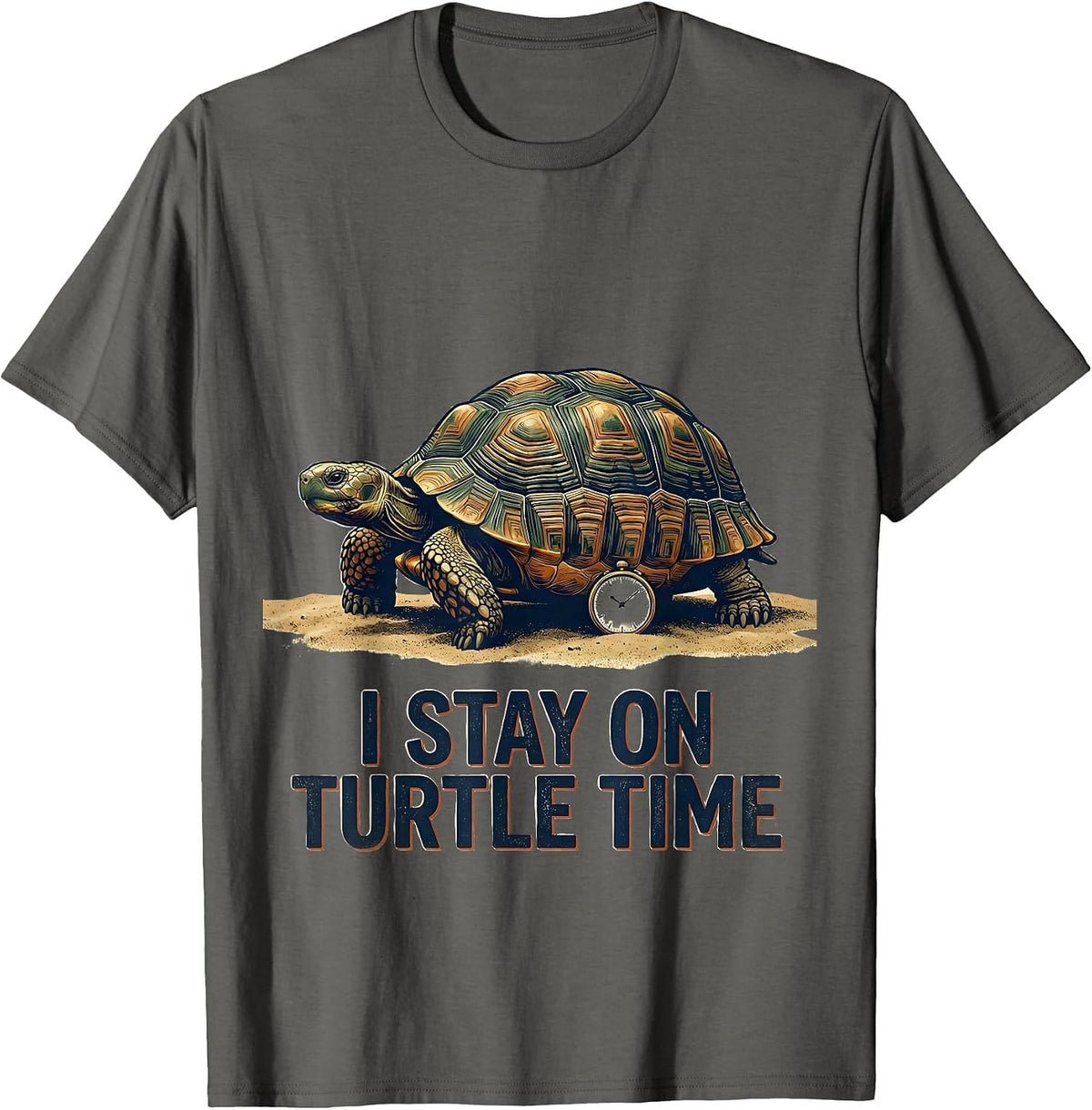 I Stay On Turtle Time Vintage Tortoise Lover Beach Humor T-Shirt - Asphalt Grey