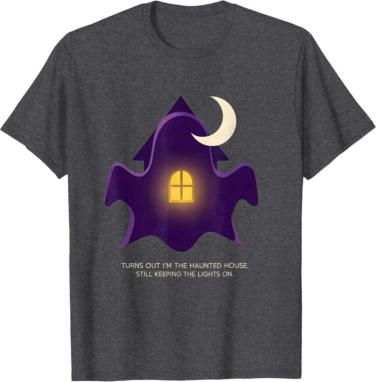 Men's Turns Out I'm The Haunted House Ghost Mental Health T-Shirt - Dark Heather Grey