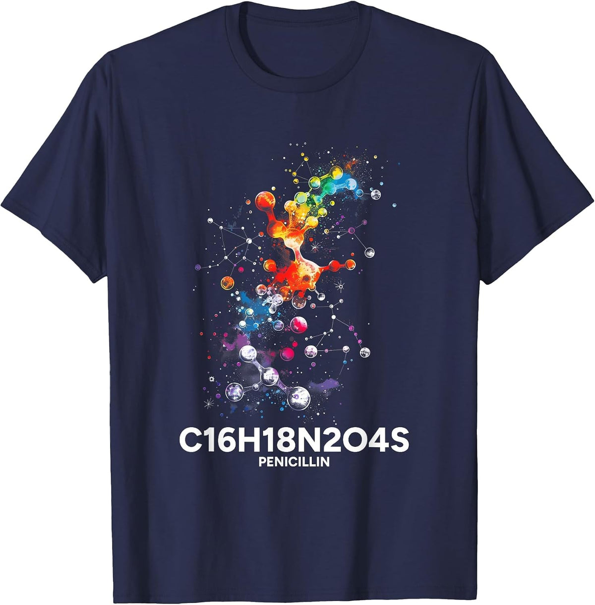 Penicillin Molecule Chemical Scientific Science Chemistry T-Shirt - Navy Blue