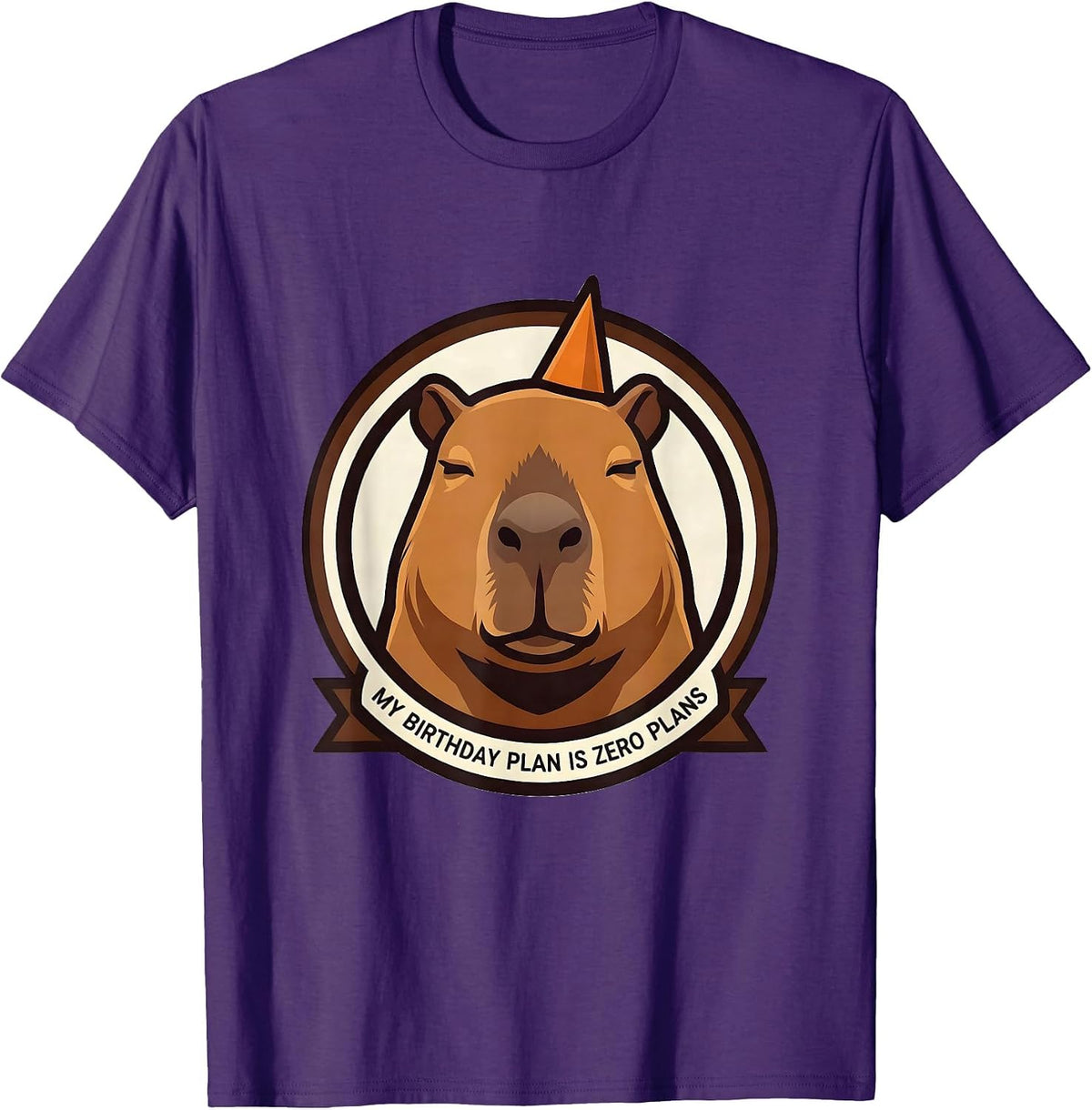 Men's My Birthday Plan Is Zero Plans Funny Capybara Meme Birthday T-Shirt - Purple