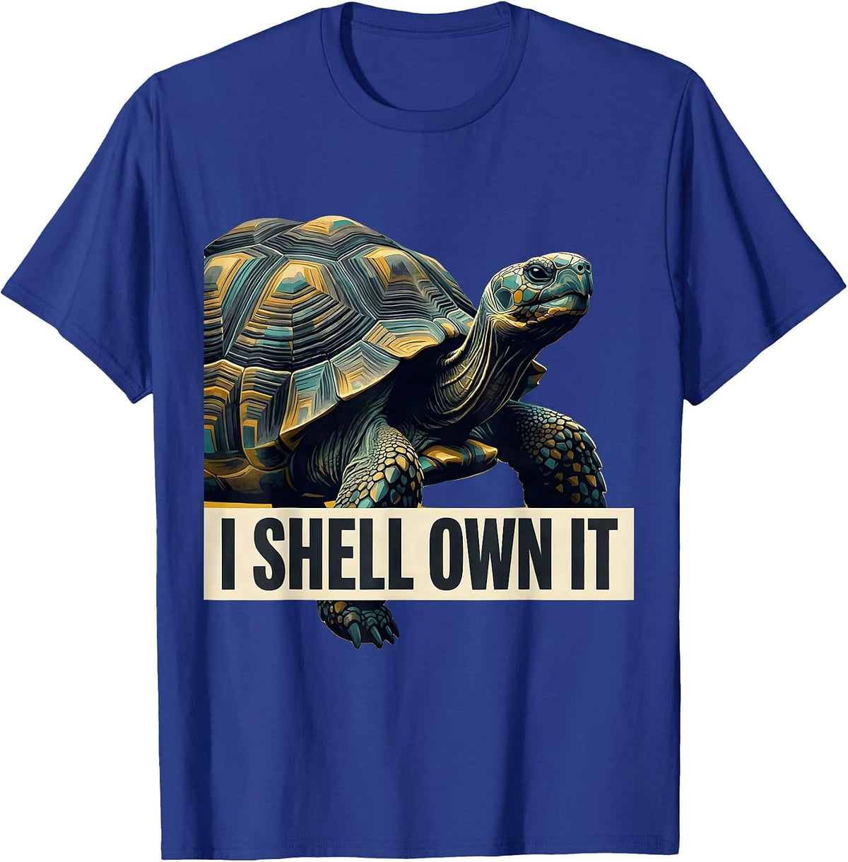 I Shell Own It Midcentury Modern Turtle Lover Pet Owner T-Shirt - Royal Blue
