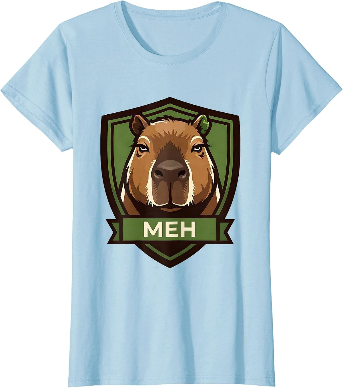 Meh Funny Capybara Animal Humor Meme Gamer Kids T-Shirt - Baby Blue