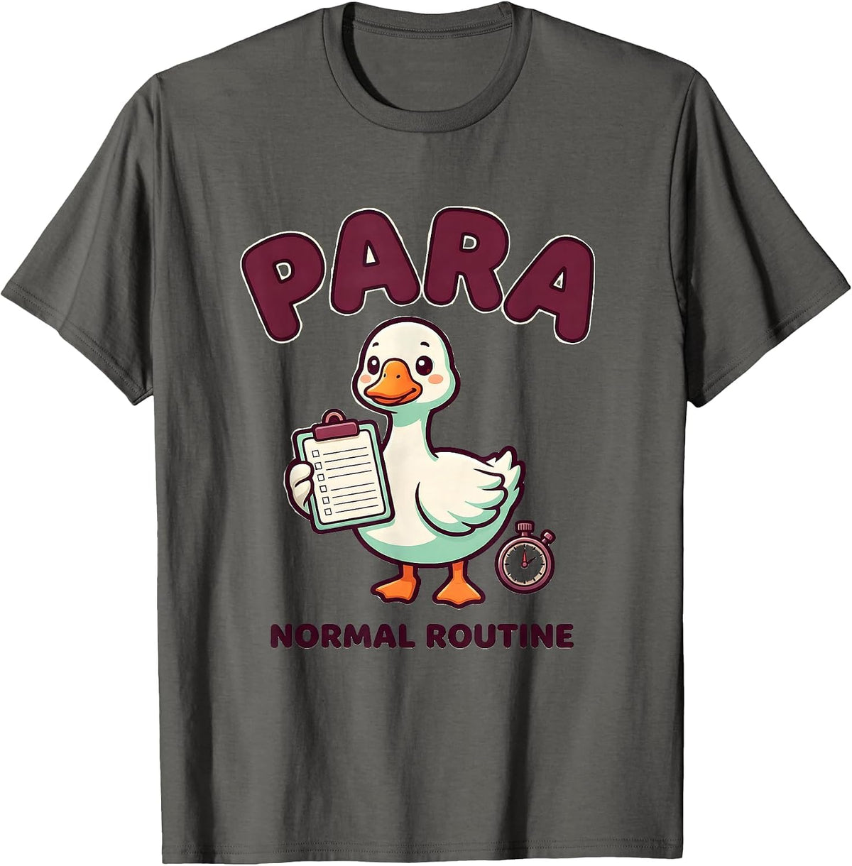 Para-Normal Routine Cute Kawaii Goose Paraprofessional Gift T-Shirt - Asphalt Grey
