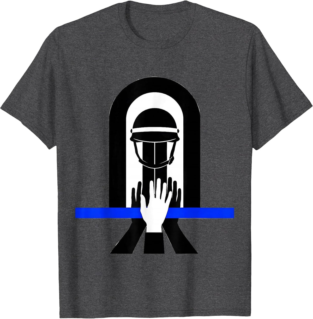 Police Precinct Thin Blue Line Back the Blue Support T-Shirt - Dark Heather Grey