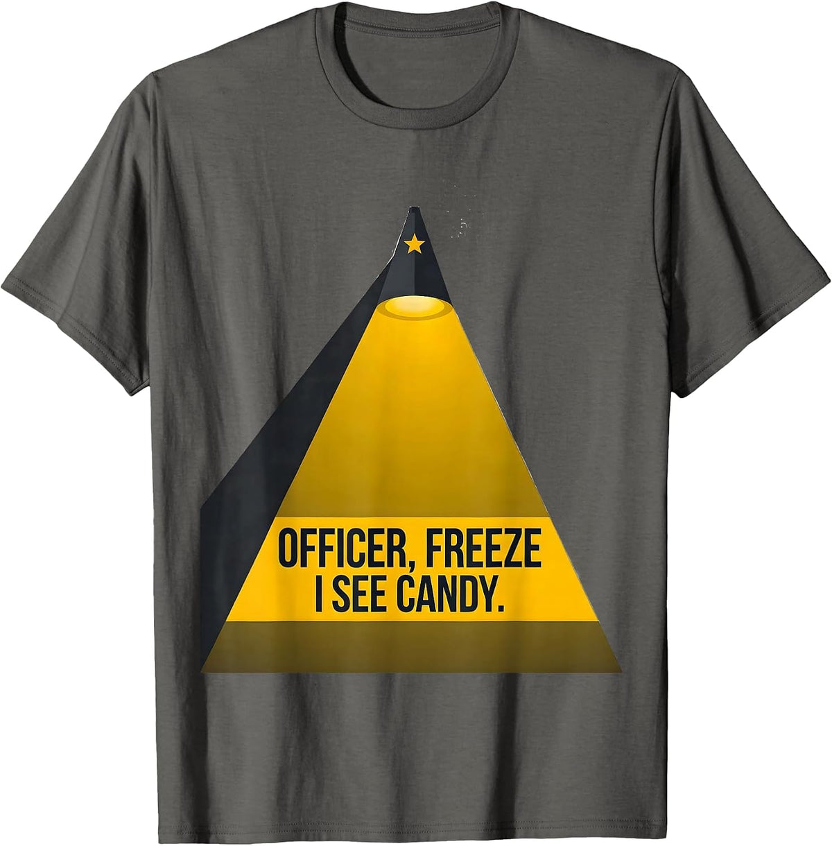 Men's OFFICER, FREEZE: I SEE CANDY Funny Police Costume Halloween T-Shirt - Asphalt Grey