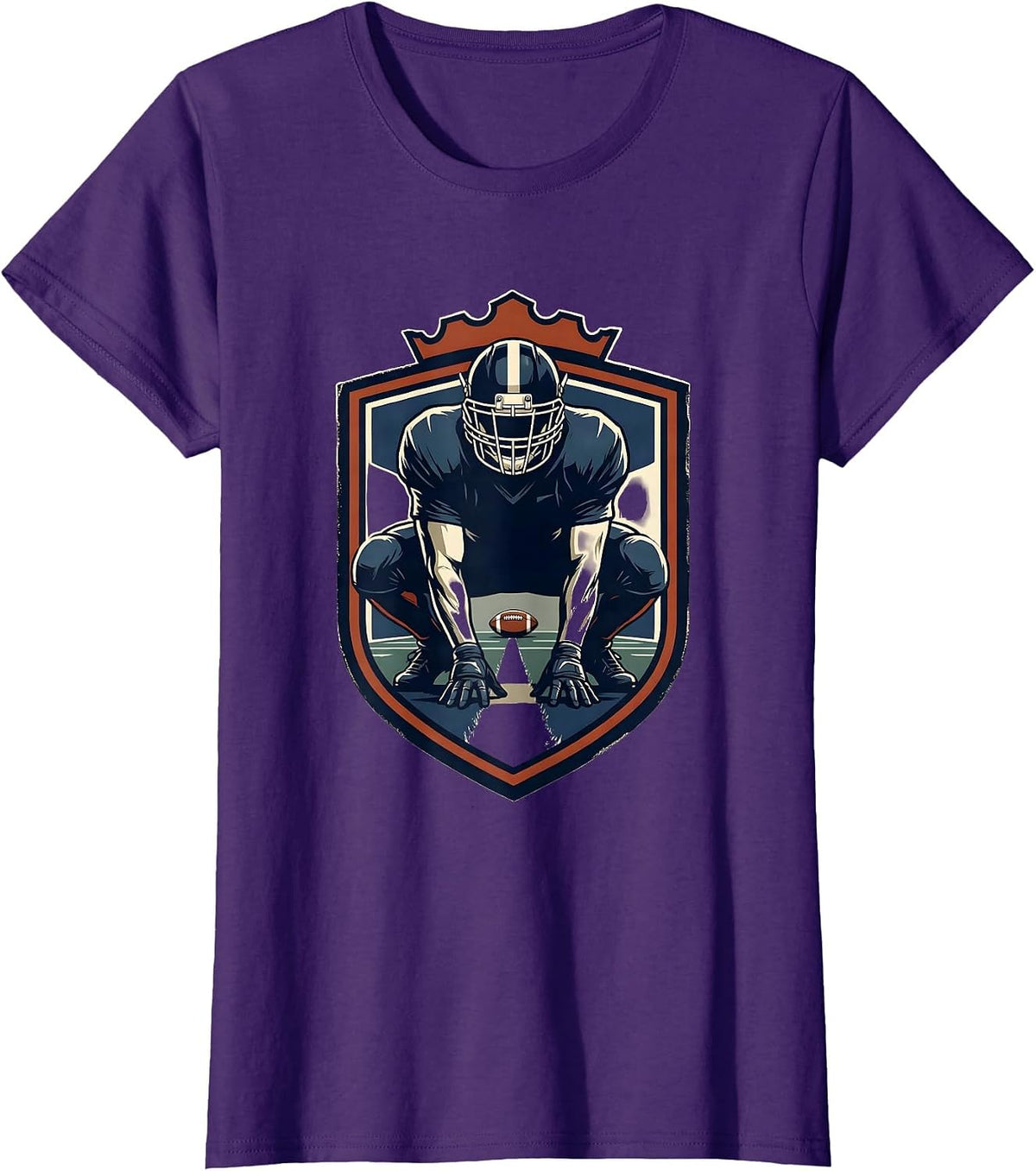 Women's Lineman Shield Emblem Football Player Humor T-Shirt - Purple