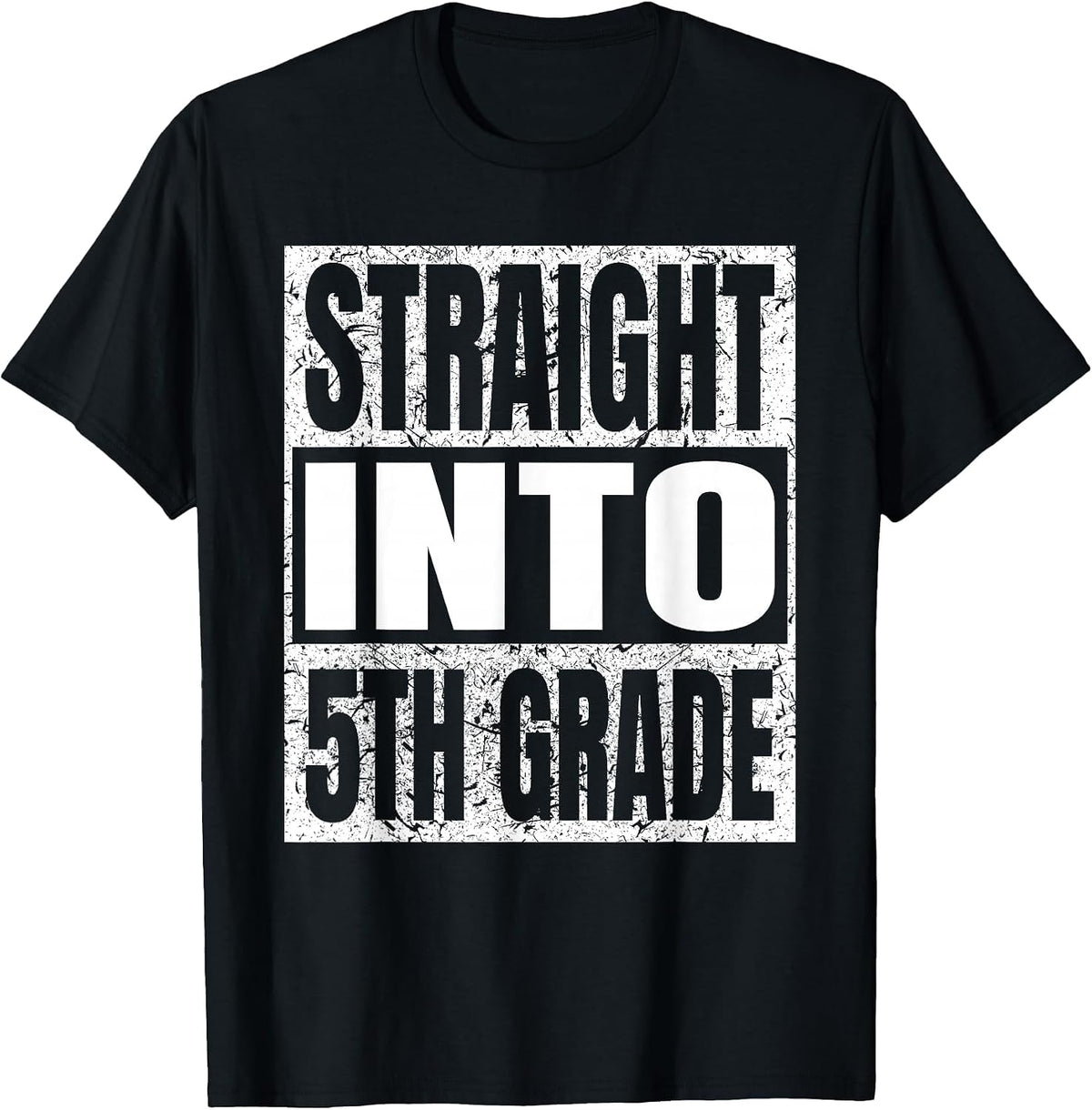 Straight Into 5th Grade Funny Tee Back to School Fifth Grade T-Shirt - Black