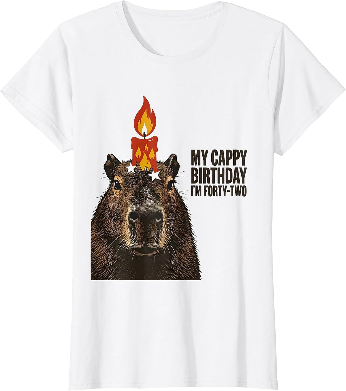 Women's My Cappy Birthday, I'm Forty-Two Cute Kawaii Capybara T-Shirt - White