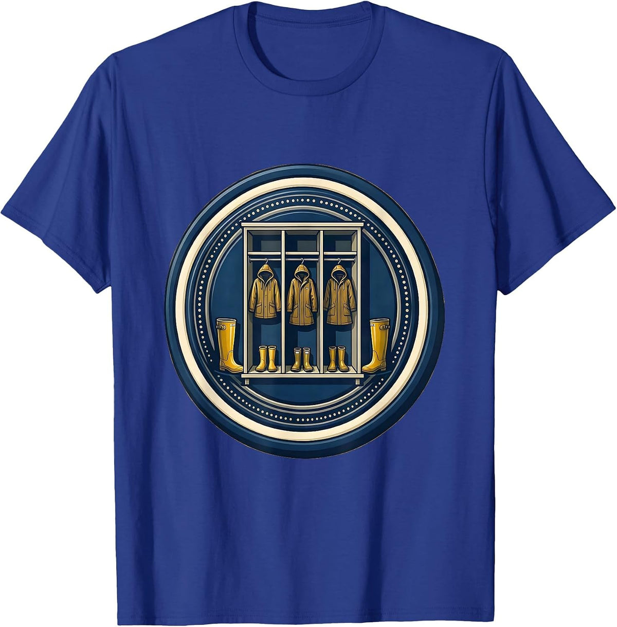 Preschool Teacher Cubbies Rain Boots and Coats T-Shirt - Royal Blue