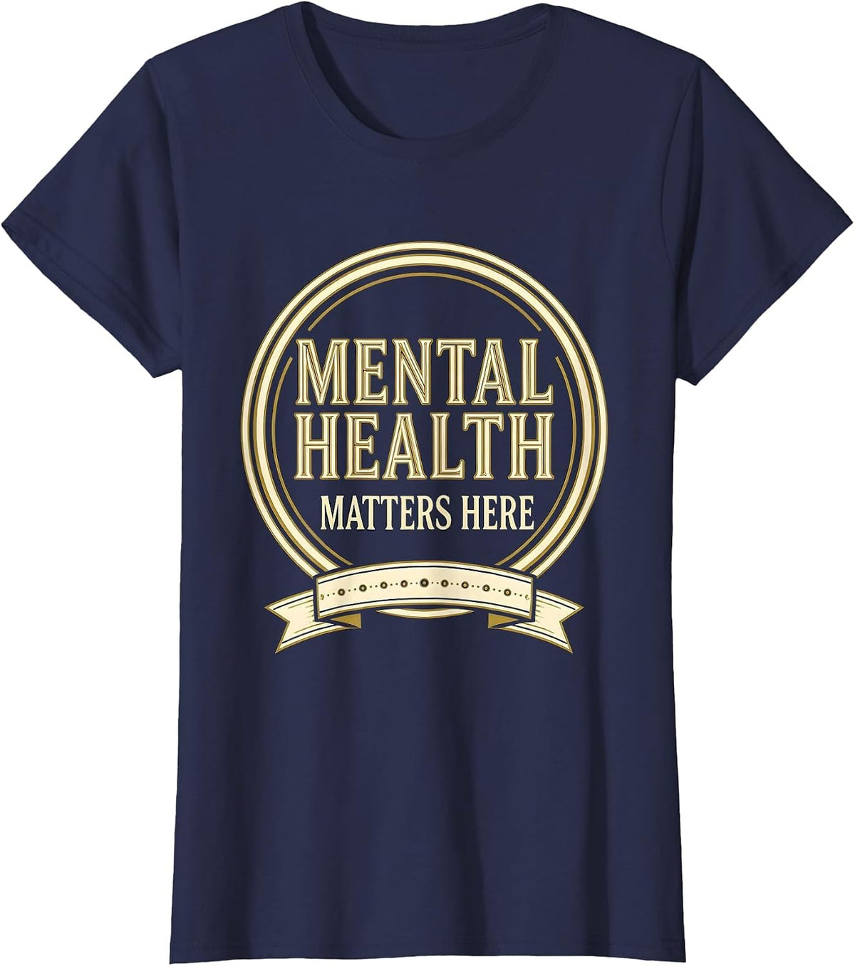 Women's Mental Health Matters Here Awareness Design T-Shirt - Navy Blue