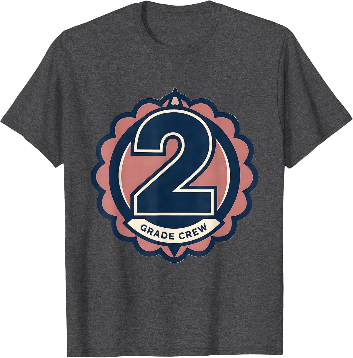 Men's 2nd Grade Crew Cute Coquette Bow Back to School First Day T-Shirt - Dark Heather Grey