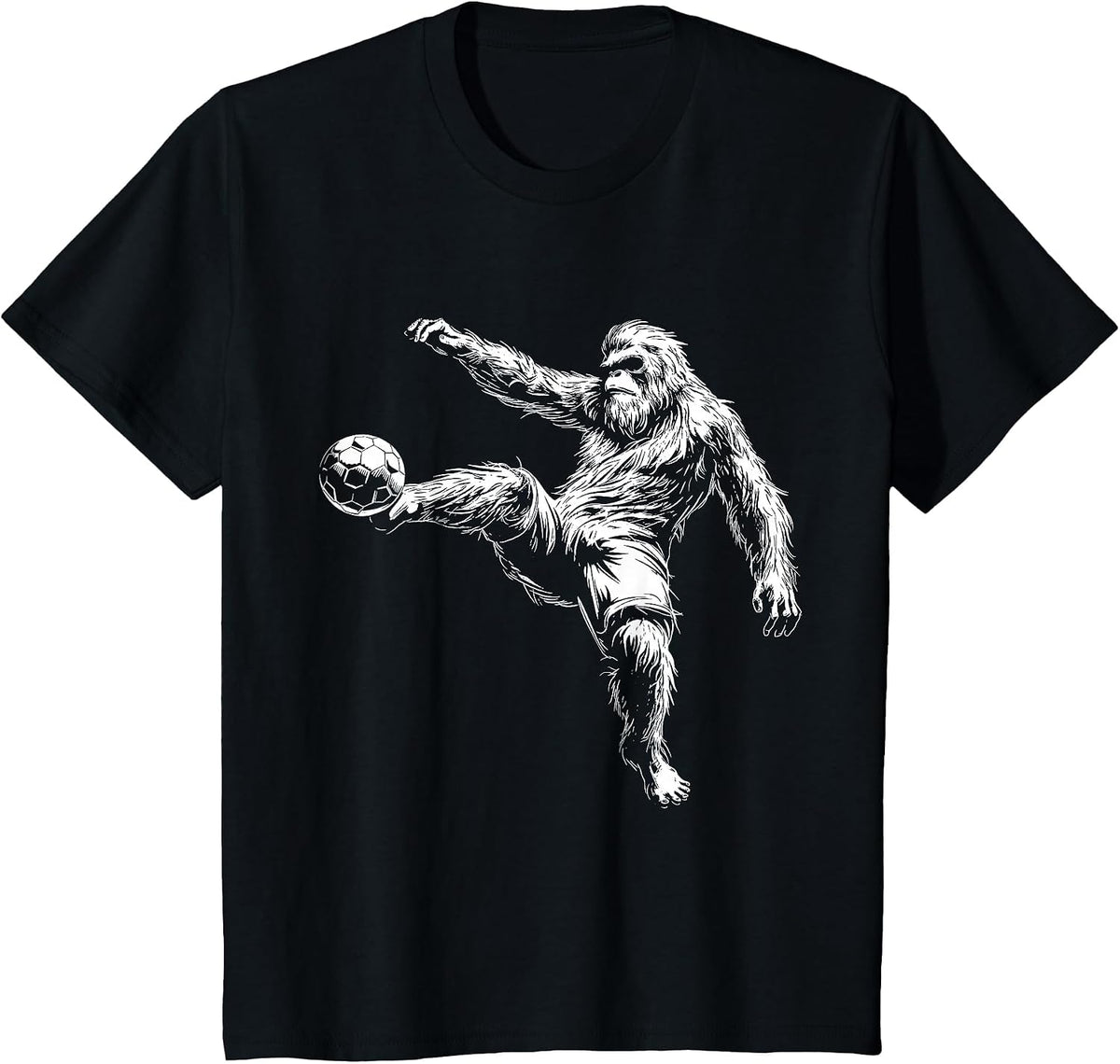 Soccer Bigfoot Sasquatch Funny Soccer Player T-Shirt - Black