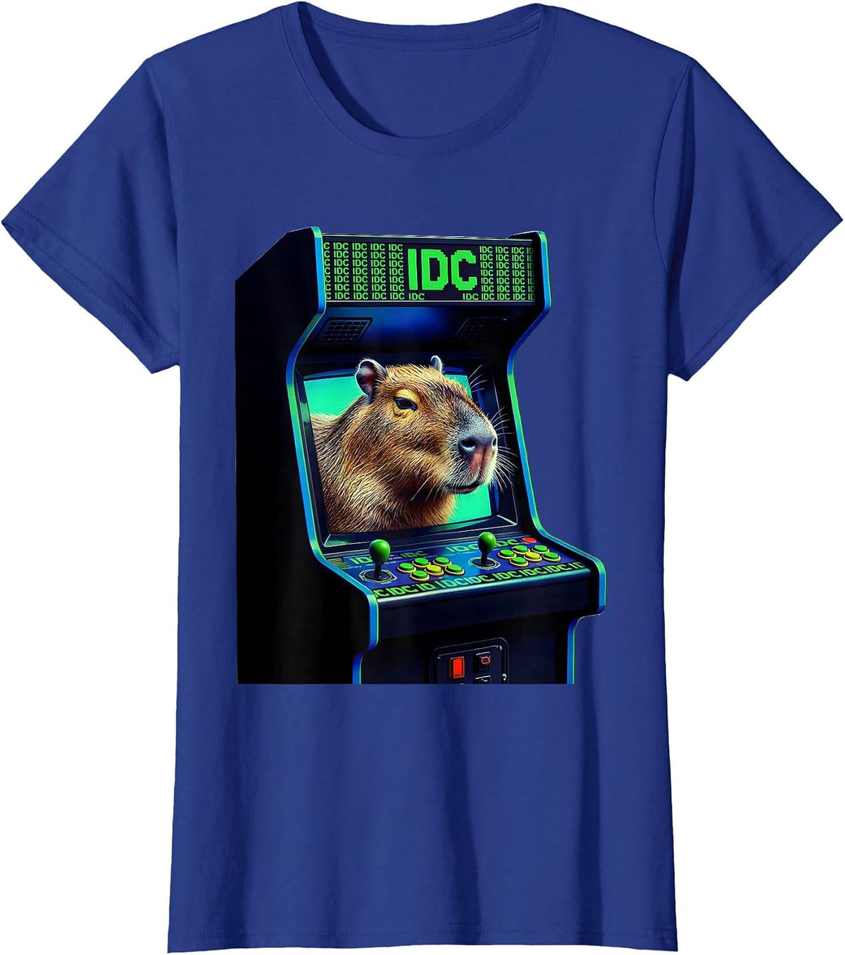 Women's idc Funny Capybara Gamer Meme Humor Streetwear T-Shirt - Royal Blue