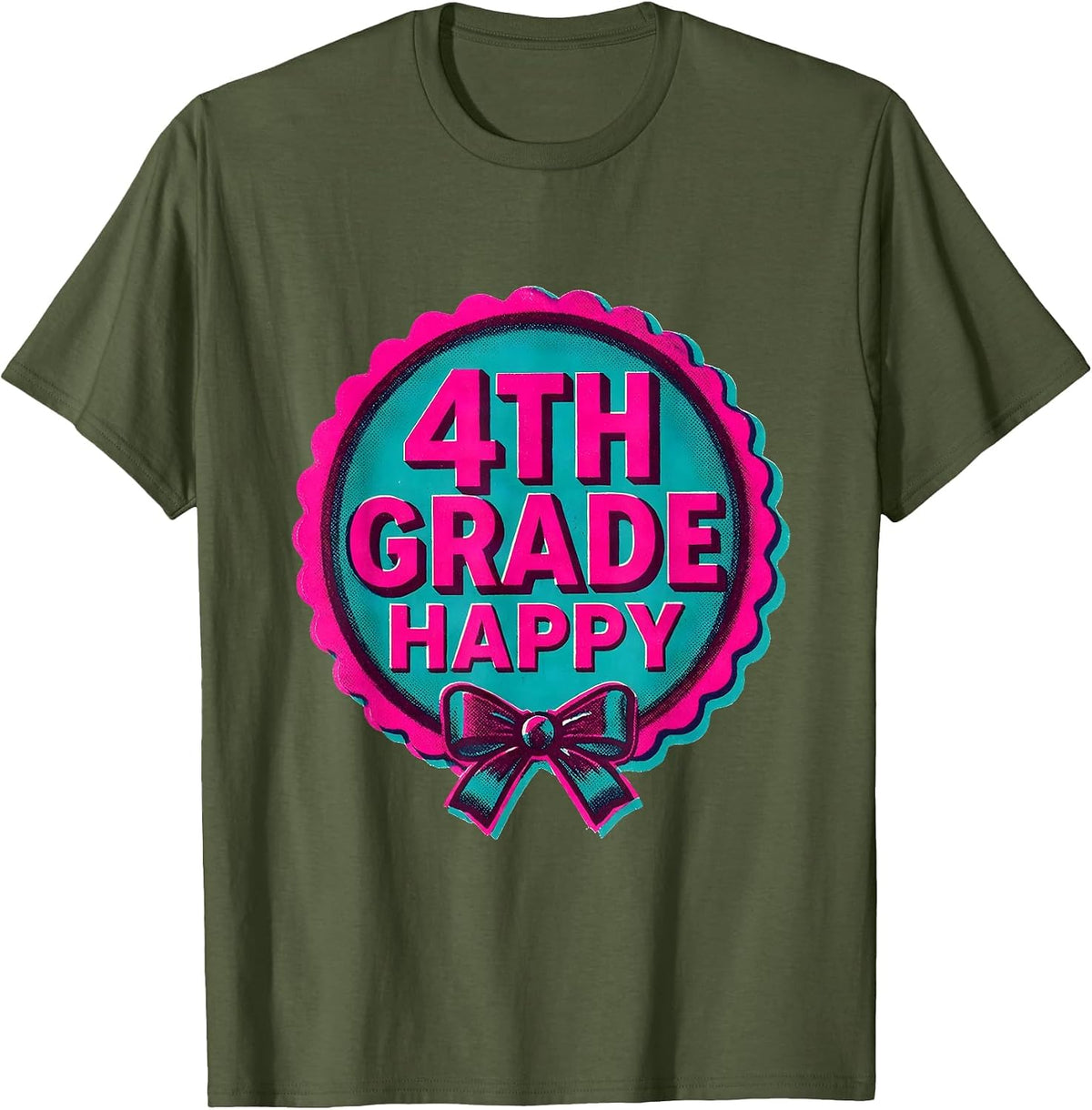 4th Grade Happy Coquette Bow Back To School Fourth Grade T-Shirt - Olive Green