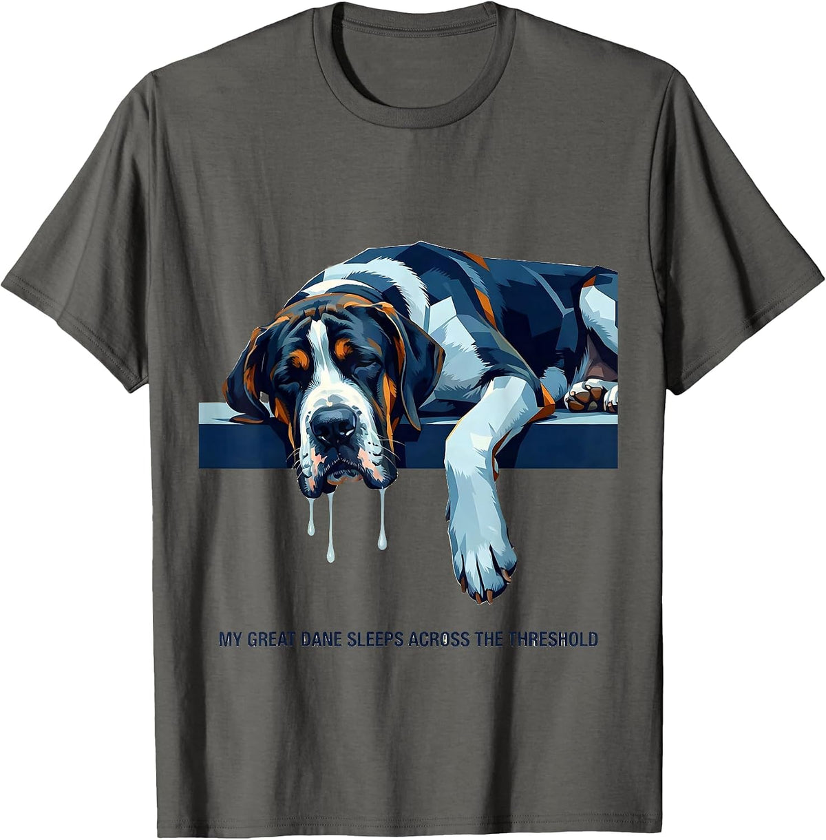 Men's My Great Dane Sleeps Across The Threshold Funny T-Shirt - Asphalt Grey