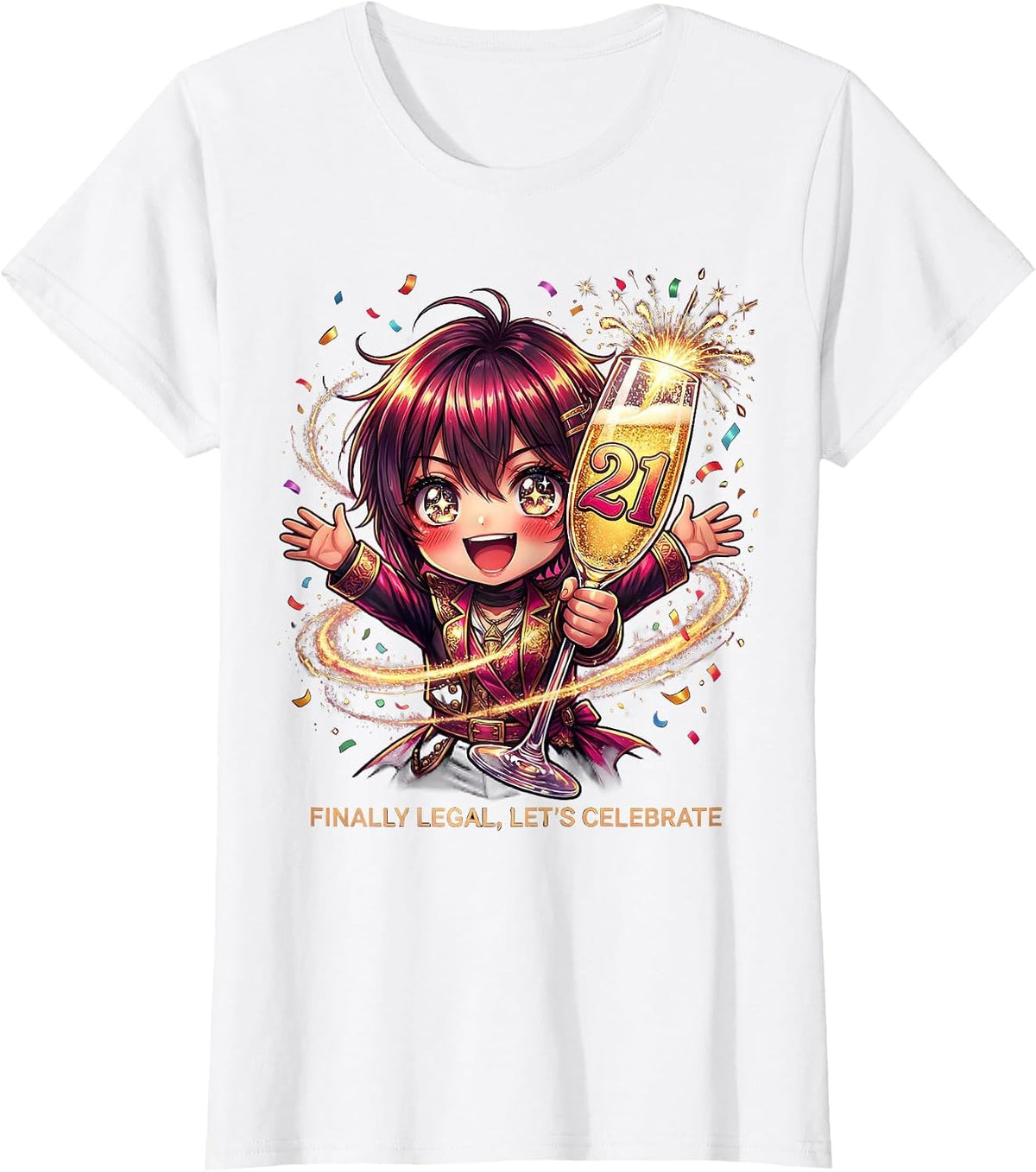 Finally Legal 21st Birthday Celebration Design T-Shirt - White