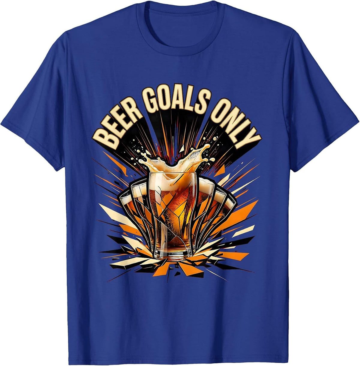 Men's Beer Goals Only Funny Drinking Design T-Shirt - Royal Blue