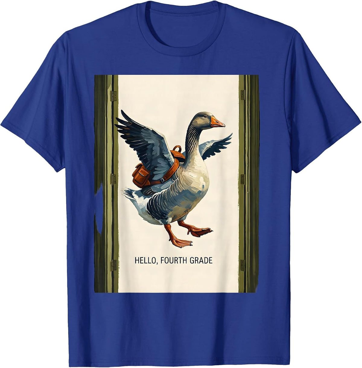 Hello, Fourth Grade Cute Goose Teacher Back To School Gift T-Shirt - Royal Blue