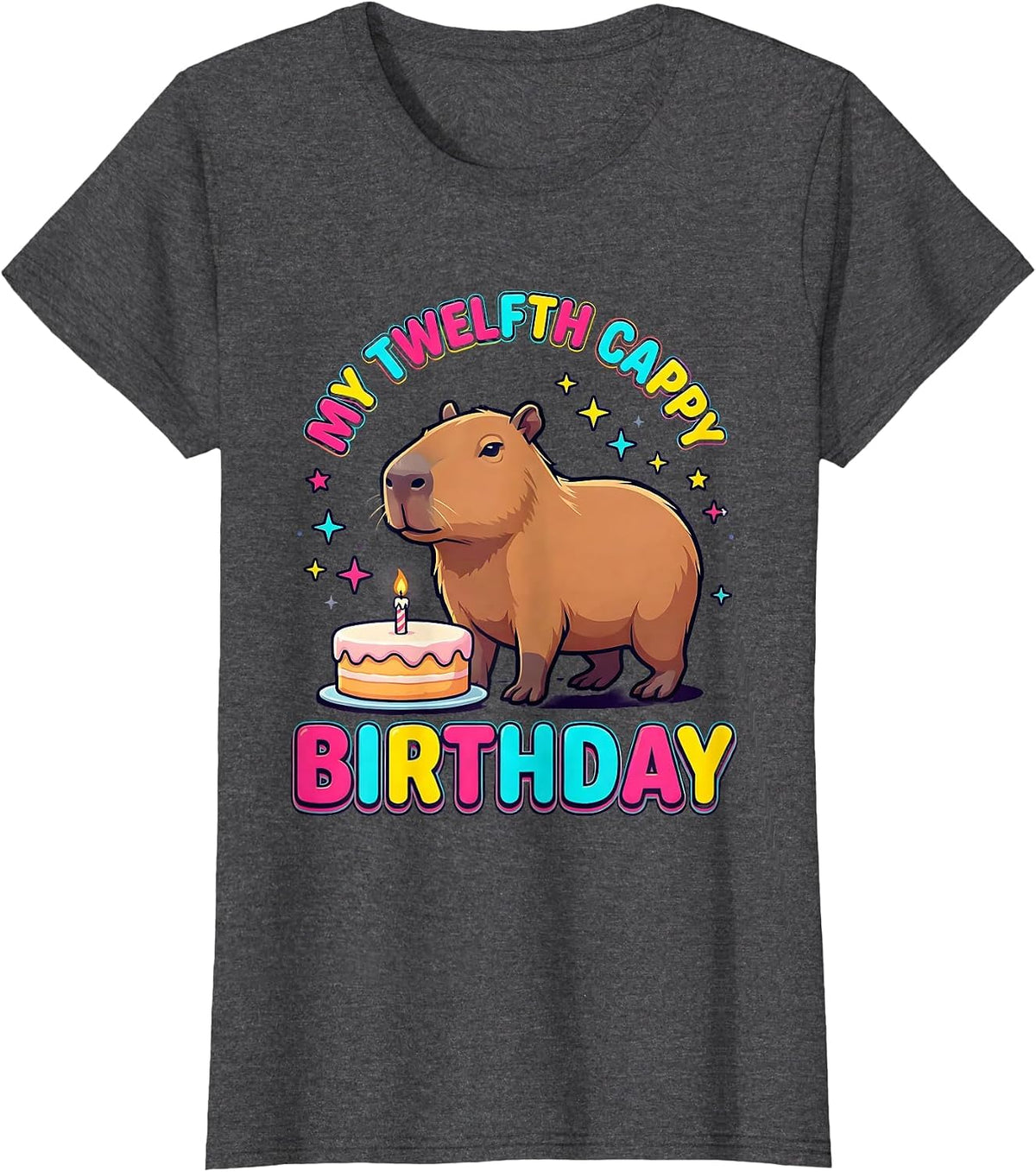 Women's My Twelfth Cappy Birthday Funny Capybara Kawaii Birthday T-Shirt - Dark Heather Grey