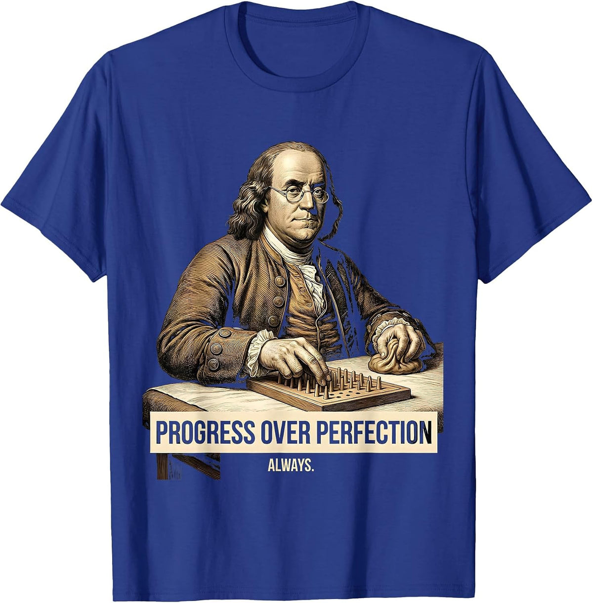Progress Over Perfection Occupational Therapy Design T-Shirt - Royal Blue