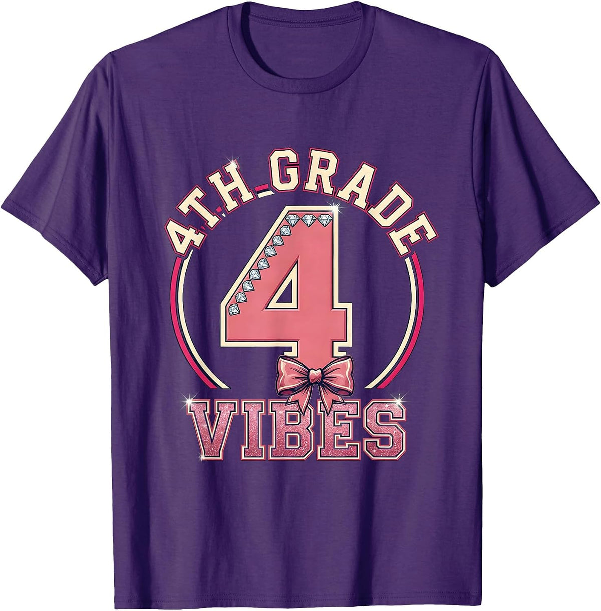 Men's 4th Grade Vibes Coquette Bow Back to School Fourth Grade T-Shirt - Purple