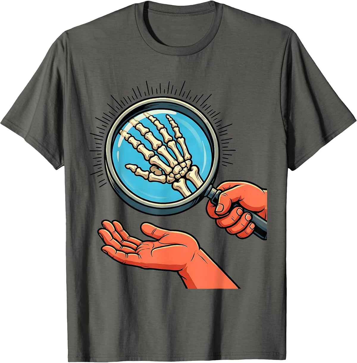 Men's Occupational Therapy Hand Anatomy Magnifying Glass T-Shirt - Asphalt Grey
