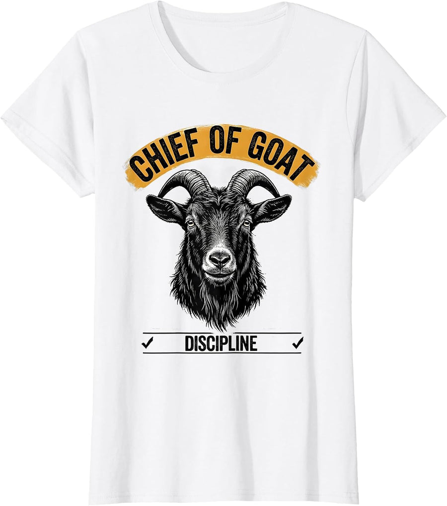 Women's Chief Of Goat Discipline Funny Goat Owner Farmer Humor T-Shirt - White