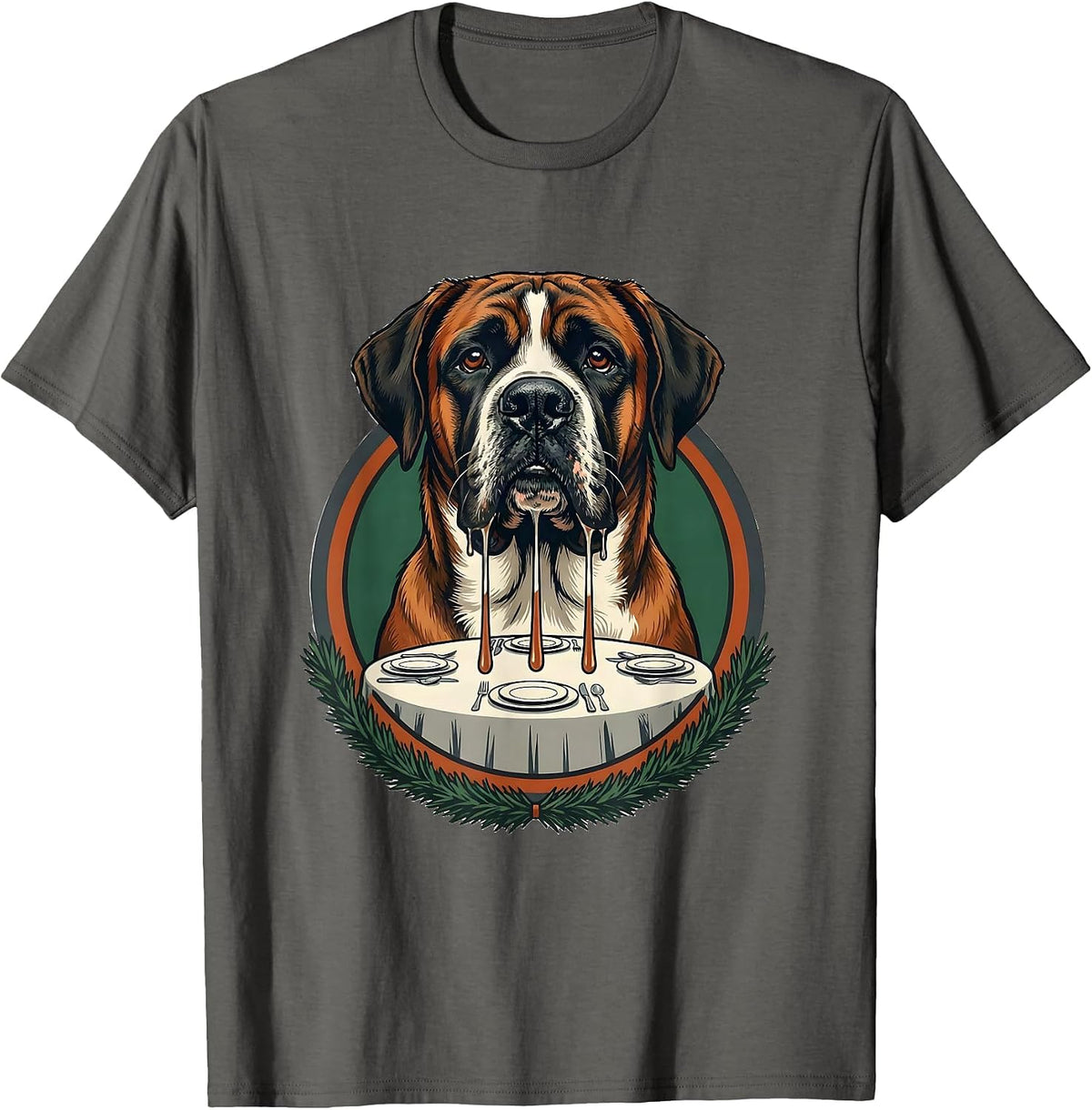 Great Dane Harlequin Drooling Vintage Dog Mom Holiday T-Shirt - Asphalt Grey