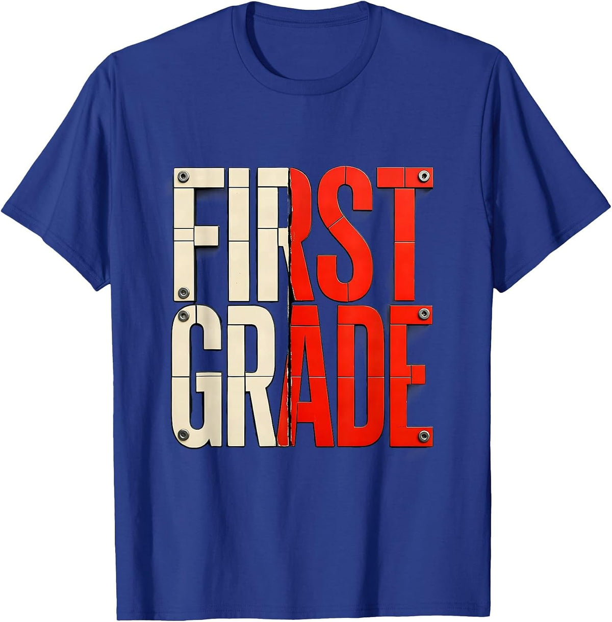 First Grade Camo Back To School Boys Grade Badge T-Shirt - Royal Blue