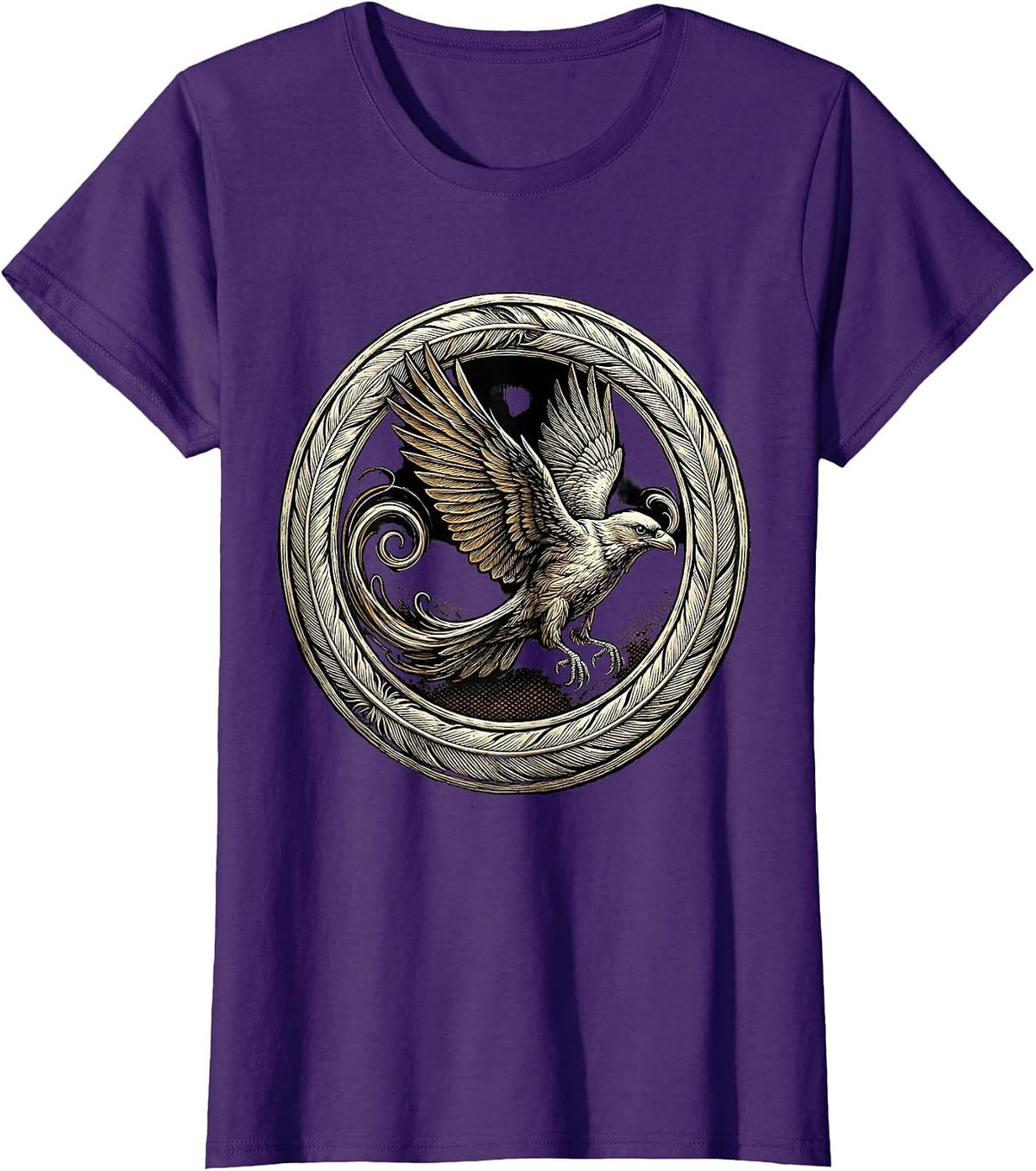 Women's English Teacher Cursive Bird Transformation Art T-Shirt - Purple